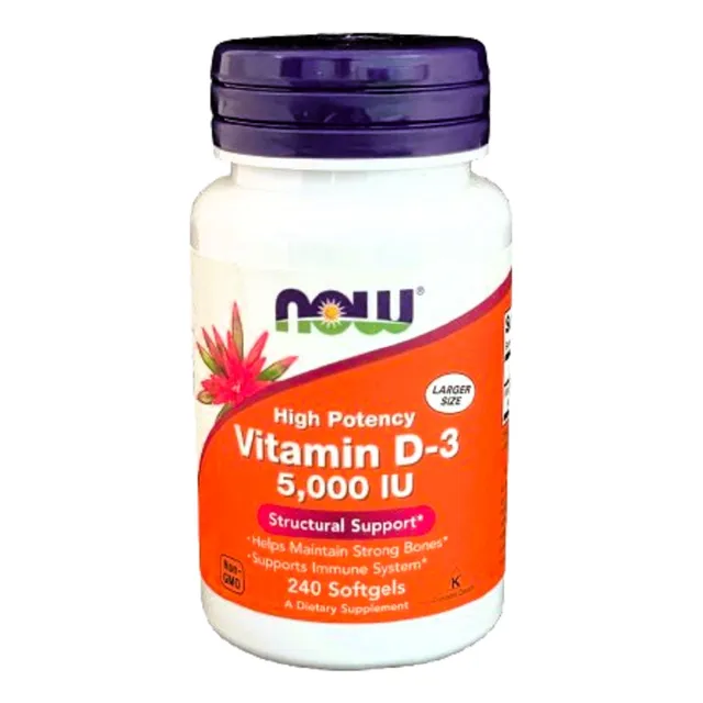 D3 Vitamin (5000iu)  240softgels  Now Sin Sabor