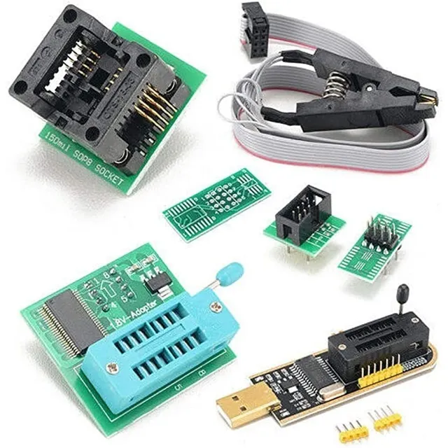 Programador Eprom Bios Usb Ch341a Clip+pinza+soic8+adaptador