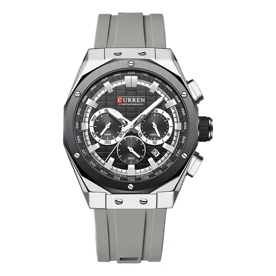 Reloj Cronógrafo De Curren 8464 Caballero Gris
