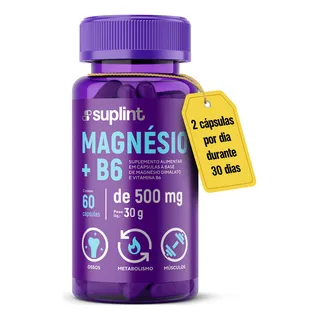 Malato De Magnésio 300mg E Vitamina B6 60 Caps - Suplint Sabor Sem Sabor Malato De Magnésio 300mg E Vitamina B6 60 Caps - Suplint Sabor Sem Sabor