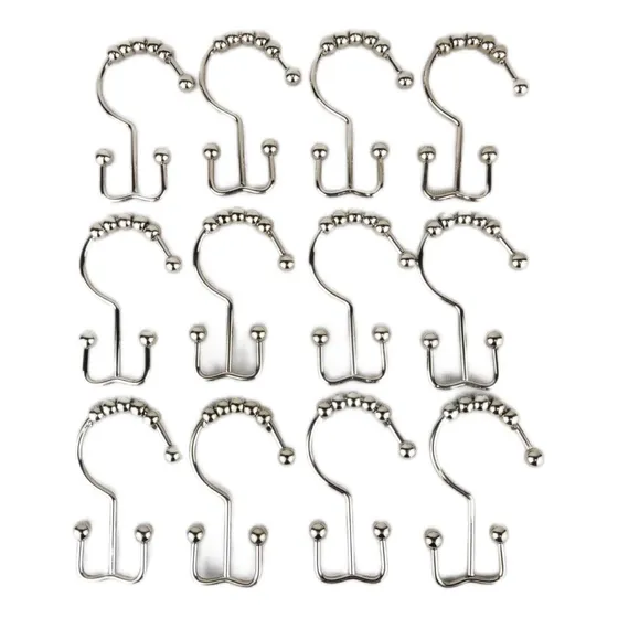 Ganchos Para Cortinas Baño Anillo Deslizante Doble De Metal