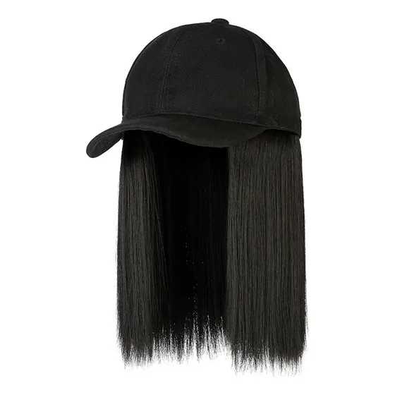 Pelucas Con Contorno De Gorro Para Mujer, Pelo Liso, Alto Y