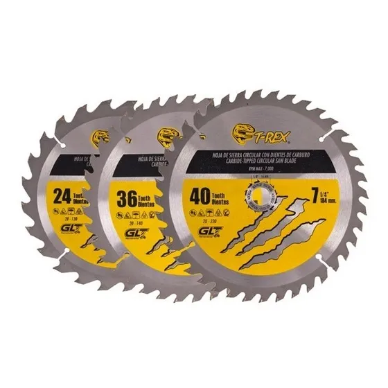 Disco Sierra Circular Para Madera Combo 3 Pack T-rex 20-133