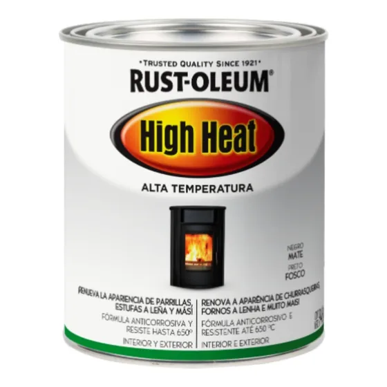 Esmalte Protector Alta Temperatura Negro Mate Rust Oleum |ed