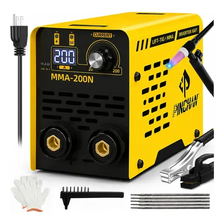Mini soldadora inverter Maquina Soldar Inverter amarillo MMA y TIG 2 en 1 con Pantalla Digital PINCHAN