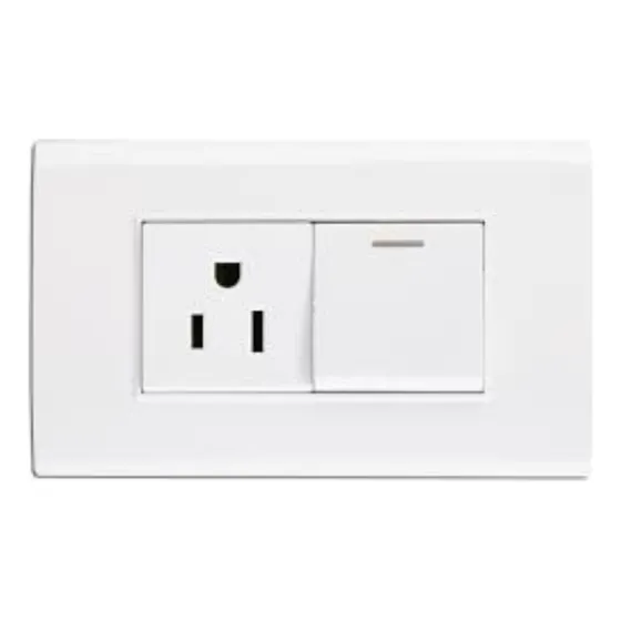 Interruptor Sencillo + Toma Corriente Blanco Pickens