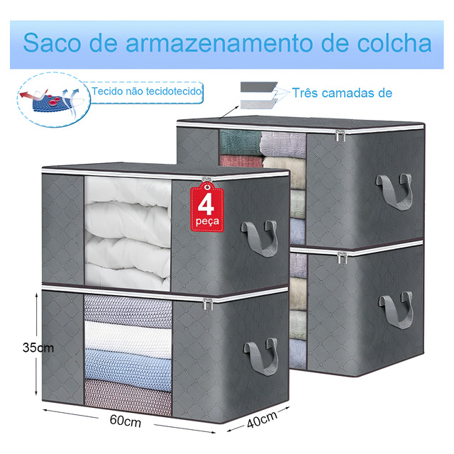 Kit 4 Saco Organizador Edredon Cobertor Multiuso Dobrável Kit 4 Saco Organizador Edredon Cobertor Multiuso Dobrável