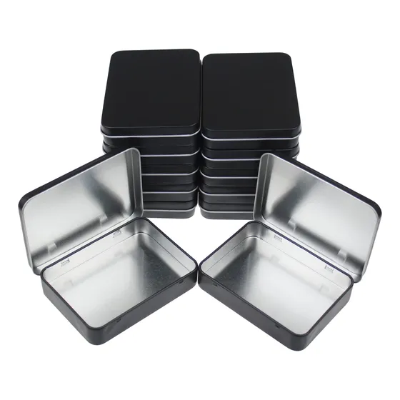 12 Pieza Rectangular Metal Vacio Bisagra Recipiente Lata 4.5
