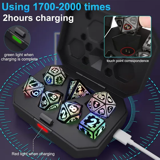 Htpow Light Up Led Dice Set Agitando Dnd Dnd Dnd Para Mazmor