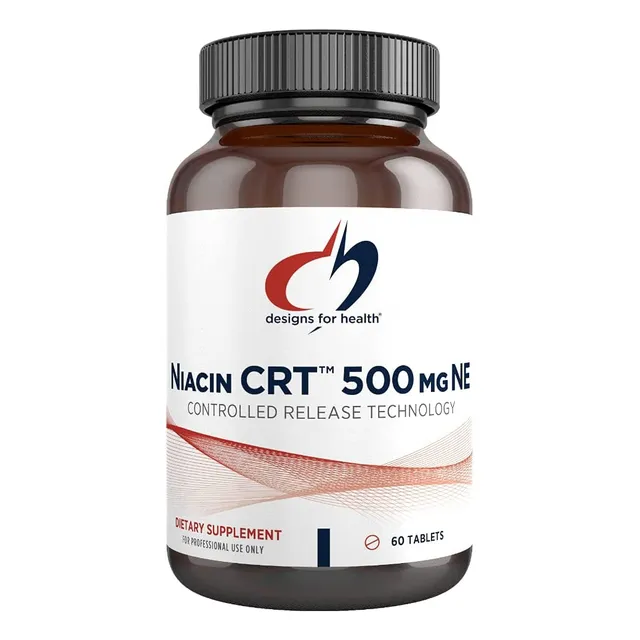 Designs For Health Niacina 500mg - Niacina Crt Vitamina B3 (ácido Nicotínico), Tabletas Controladas De Liberación Lenta