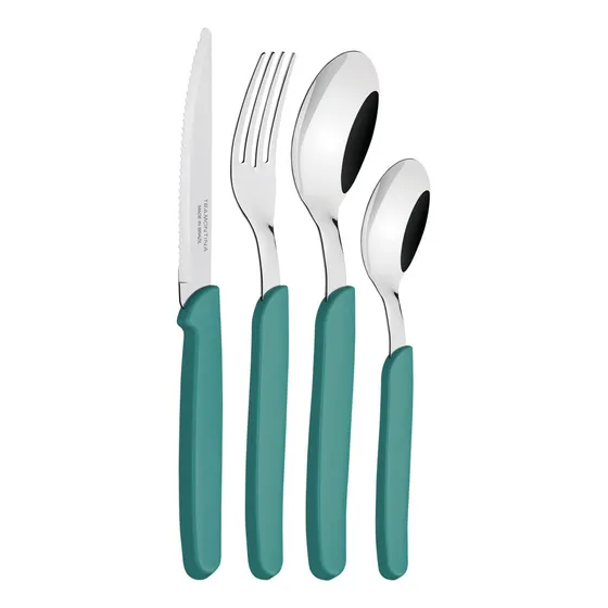 Cubiertos Tramontina Juego 24 Pzas Cocina Carmel Set Colores Color Turquesa