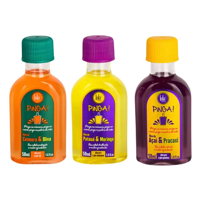 Lola Pinga! Óleo Açaí 50ml + Cenoura 50ml + Pataúa 50ml