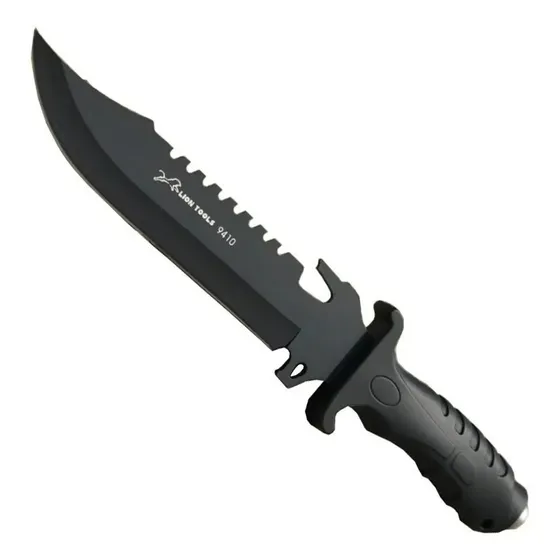 Cuchillo Tipo Rambo Campismo Militar Táctico Monte Lion Color Negro