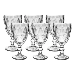 Taças Vidro Diamante 340ml - Jogo 6 Unidades Transparente Taças Vidro Diamante 340ml - Jogo 6 Unidades Transparente