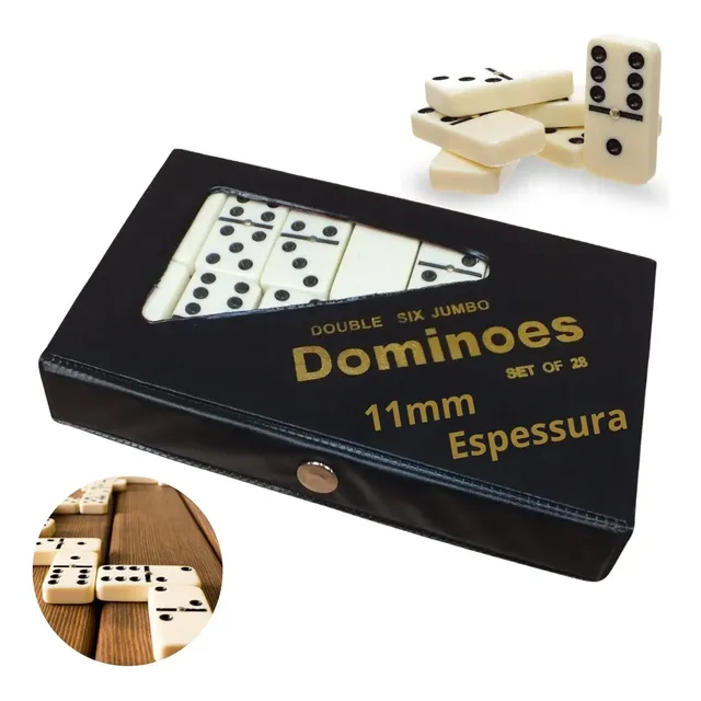 Dominó com 28 peças e estojo