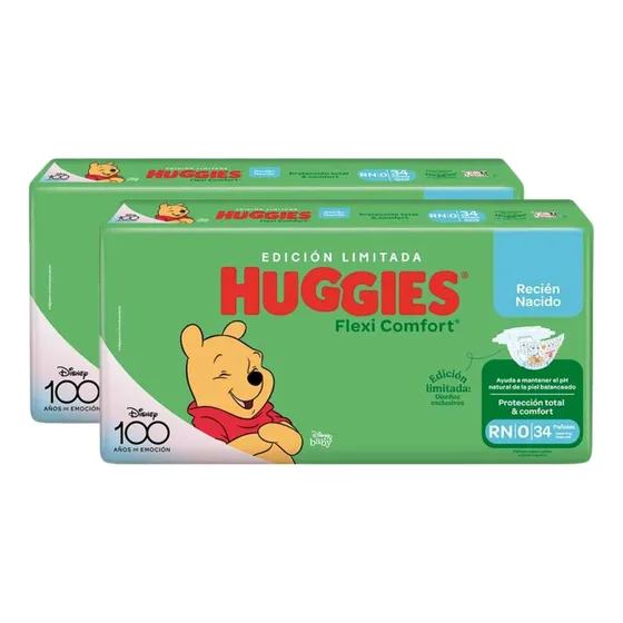 Pack 2 Huggies Flexi Comfort Recien Nacido Rn 34u Xtra Flex