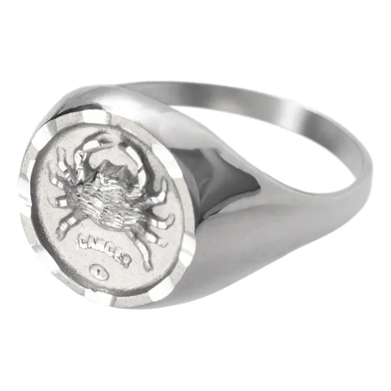 Anillo Unisex Del Zodiaco Signo Cáncer  Hecho De Plata 925 Plateado 8