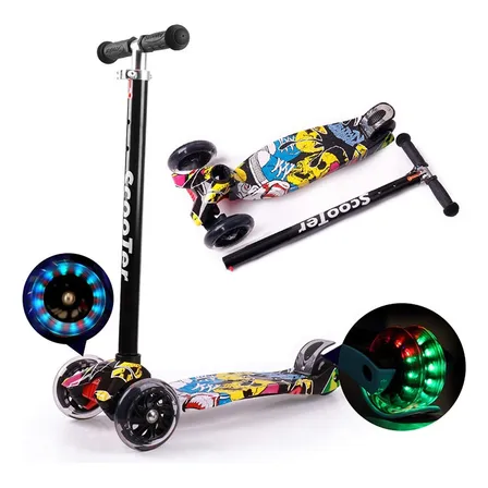 Monopatín De Pie Scooter Desmontable 3 Ruedas Luces Para Niñ