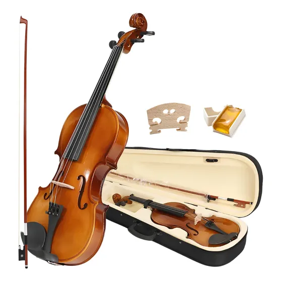 Violino 4/4 Acústico Arco Breu Cavalete Madeira + Estojo Cor Marrom