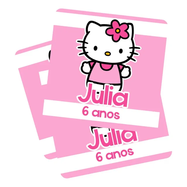 42 Adesivos Personalizados 8x8cm Sacola Surpresa Hello Kitty