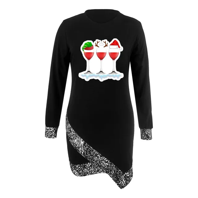 Vestido Manga Larga Para Mujer Boton Lateral Cuello Redondo