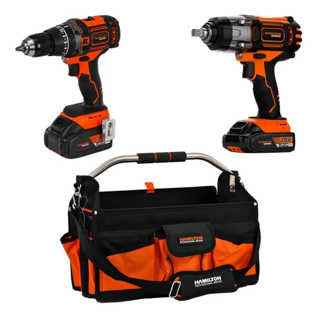 Combo Taladro Percutor Y Llave De Impacto Hamilton + Bolso