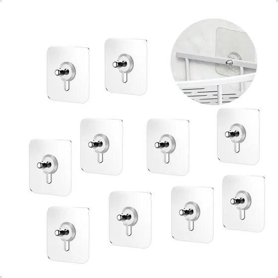 Kit 10 Gancho Adesivo Transparente Parafuso Pendura Multiuso