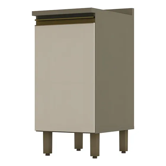Balcão 1 Porta 40cm Com Tampo Connect - Móveis Henn Cor Duna/cristal