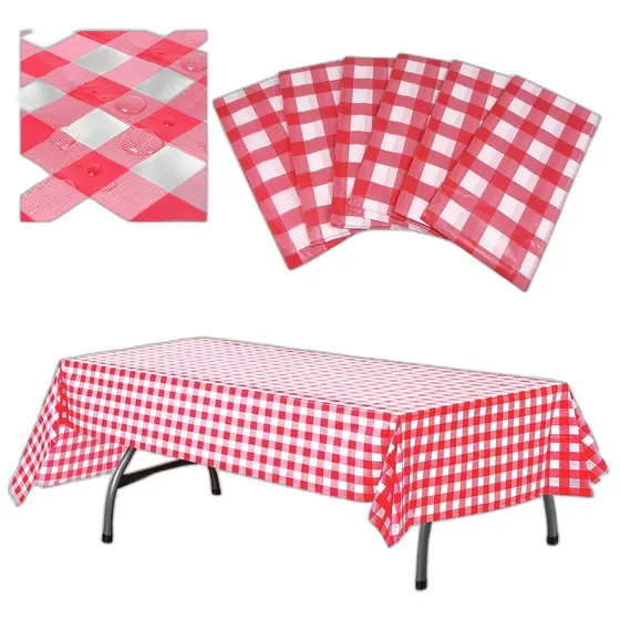 Mantel De Plástico Desechable De Cuadros 6 Unidades 539 En D