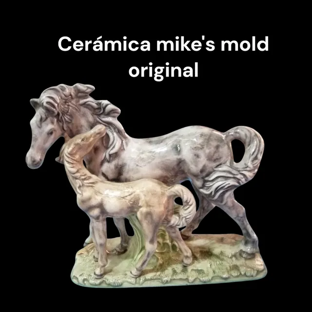 Obra Arte Cerámica Pulida, Mike's Mold Original, Caballos,
