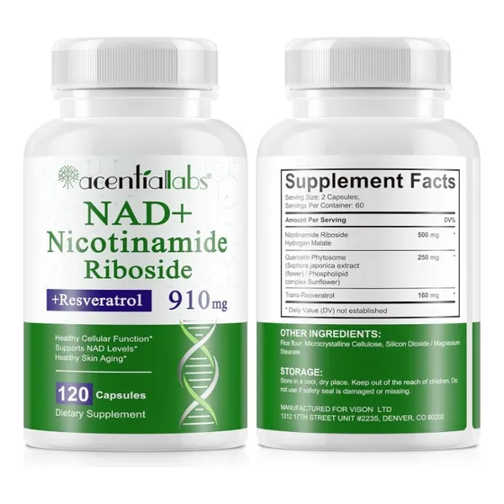 Nad+ Nicotinamida Ribosida Resveratrol 910mg 120 Capsulas