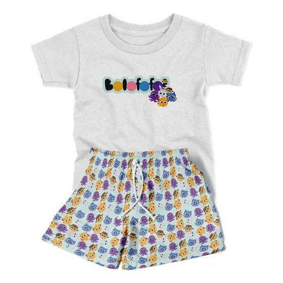 Conjunto Infantil Camiseta Short Leve Casual Personagens