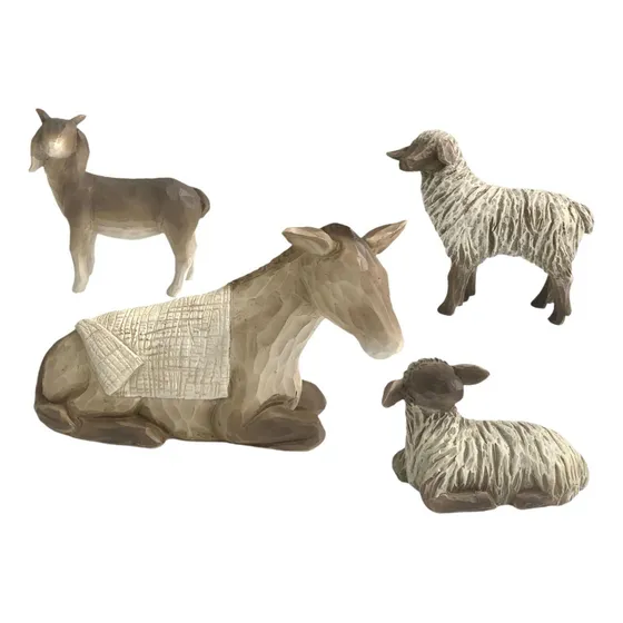 4 Figuras De Animais Pintadas À Mão, Decoração De Casa