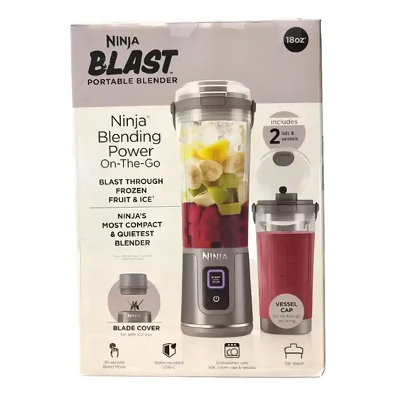 Licuadora Portatil Bateria Ninja Cl155agy Con Vaso Adicional Gris Claro