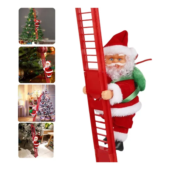 Boneca Elétrica Fofa Do Papai Noel Subindo Escadas, Com Músi