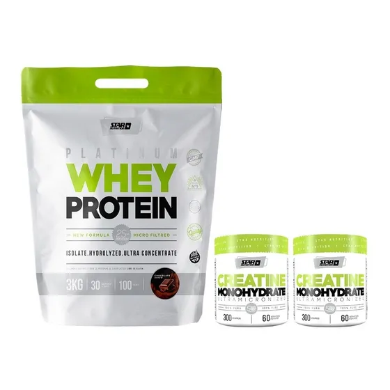 Whey Protein 3 Kg + 2 Creatina X 300 Grs Star Nutrition