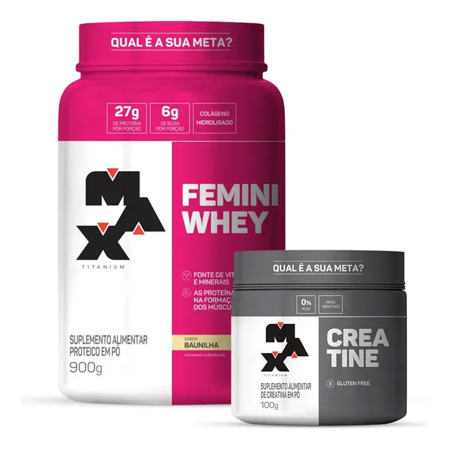 Combo Whey Feminino 900 Gr E Creatina Monohidratada 100g 