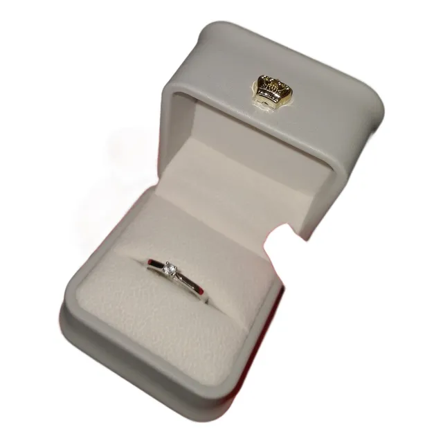 Anillo Topacio Natural Tipo Diamante. Oro 18k Con Plata. Bod
