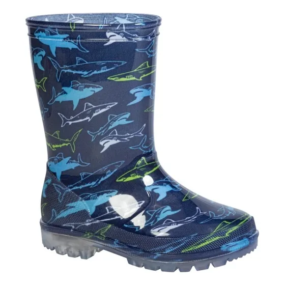 Botas De Lluvia Luces Led Niño 1140129 Tiburón Full Plastic