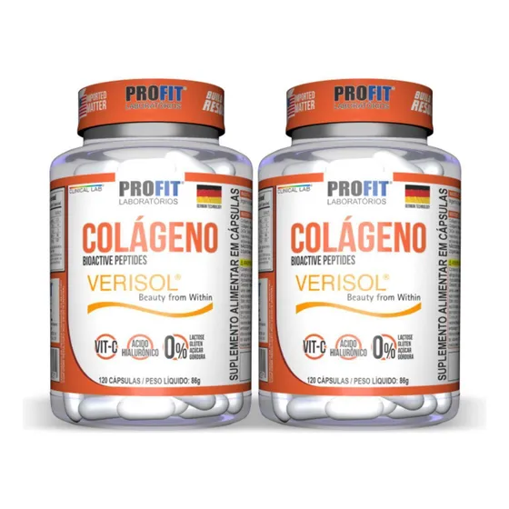 2x Colágeno Verisol Com Ácido Hialurônico Profit 120 Cáps Sabor Sem sabor