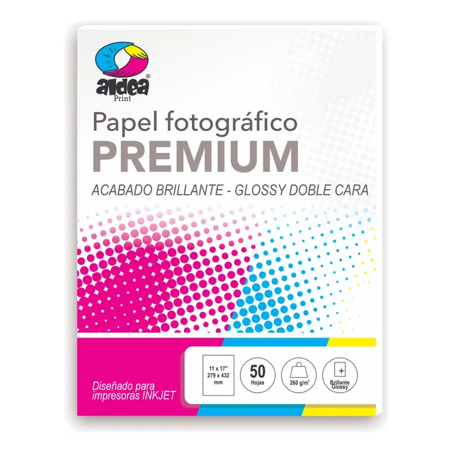 2 Pak Papel Fotográfico Glossy Doble Cara Tabloide 260g 100h Color Blanco