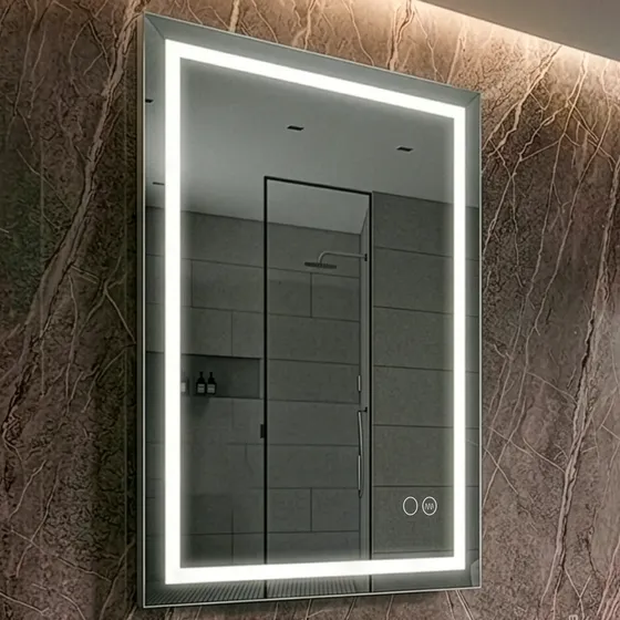 Espejo Digital Luz Led Táctil Desempañador Baño Rectangular