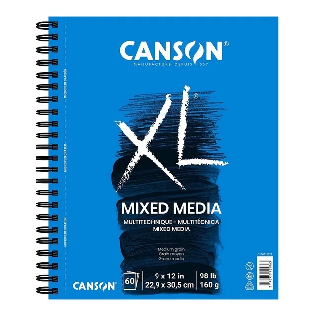 Block Mix Media Xl 160g 22.9x30.5 Cm Dif. Técnicas Canson