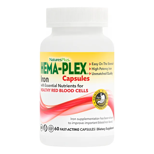 Ferro Hema-plex Natures Plus 60 Cápsulas Importado