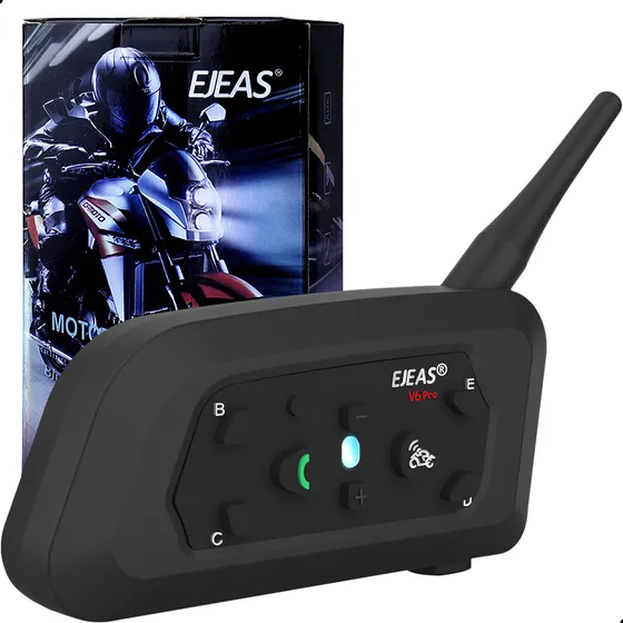 Intercomunicador Capacete Ejeas V6 Pro 1200m Conecta Até 6