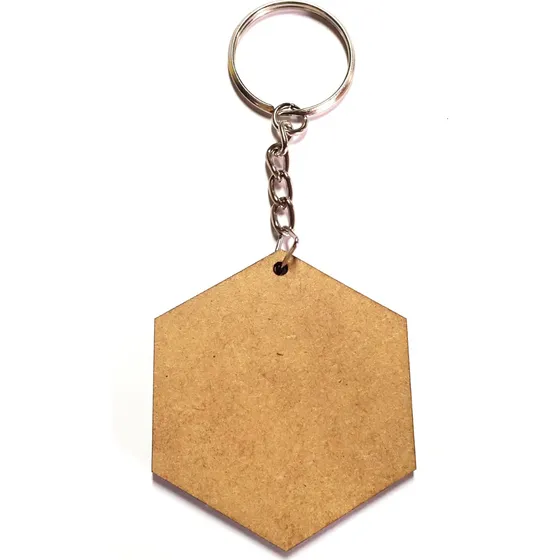 12 Llaveros Mdf Hexágono Para Pintar, Rotular Y/o Resina 5cm
