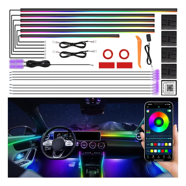 Luces Led Interior Para Auto Luz De Neón Rgb App 18in1