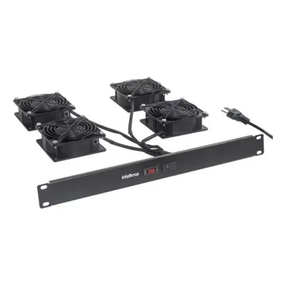 Sistema Kit Ventilação Rack 19' 4 Coolers Preto Ventiladores Intelbras KVR4V