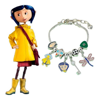 Pulsera Plateada Muñeca Coraline Libelula Gato Llave Boton Pulsera Plateada Muñeca Coraline Libelula Gato Llave Boton
