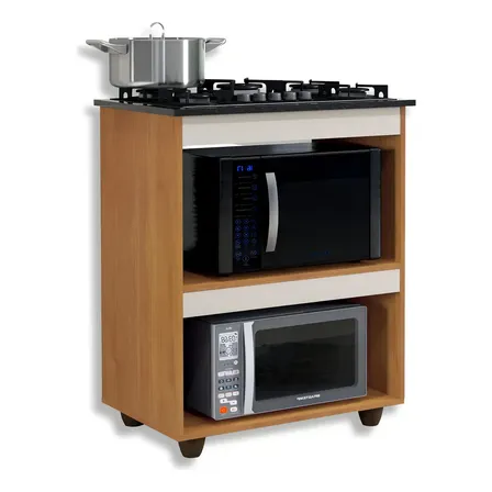 Balcão Cozinha By Mobille Mdp Para Cooktop 4 Bocas Cor Natural Turim Kaiki